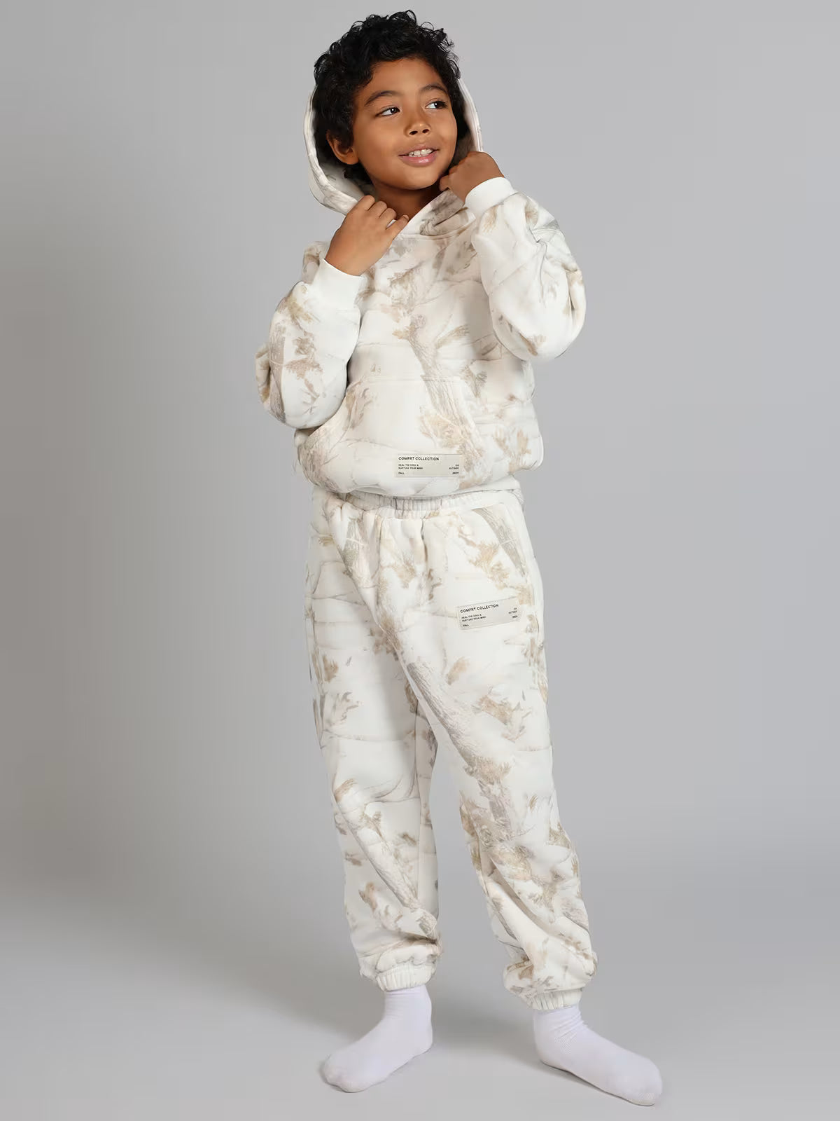 White Hoodie Set For Kids