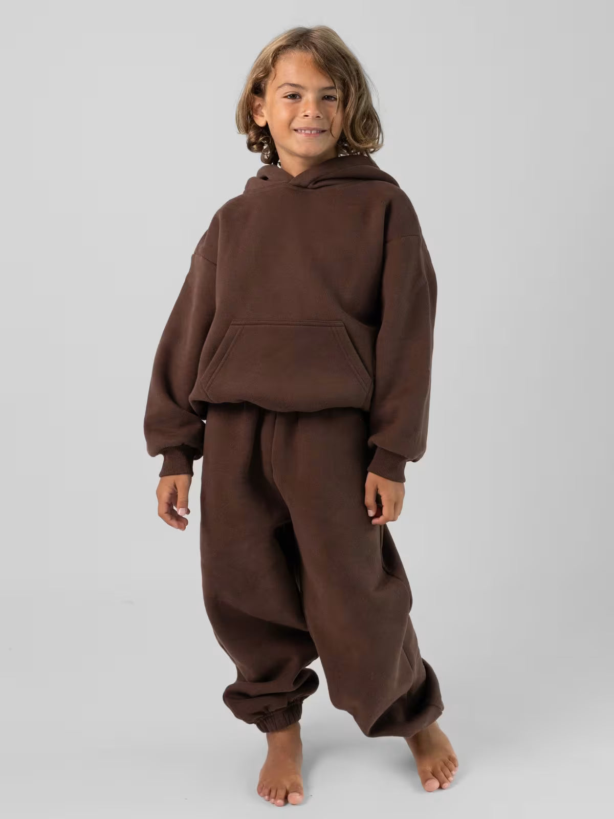 Brown Hoodie Set For Kids