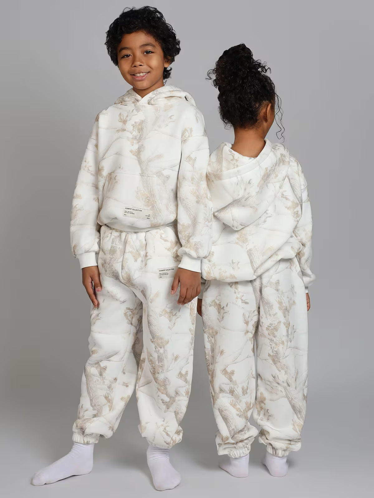 White Hoodie Set For Kids